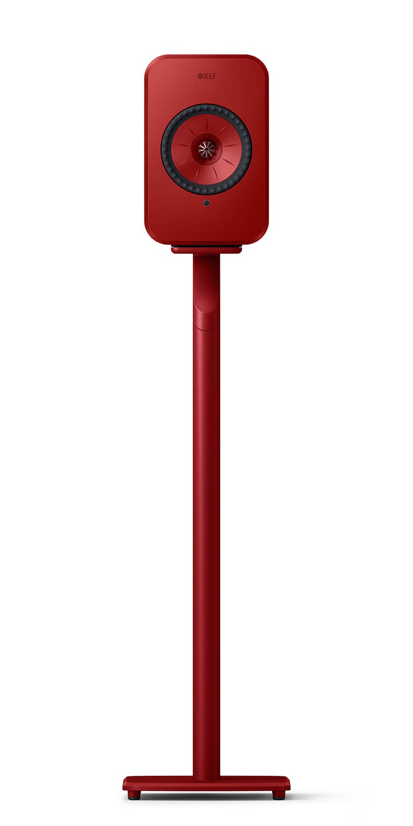 GrobiTV - KEF S1 Standfuß für LSX II Kaminrot - Frontansicht einzeln mit Lautsprecher