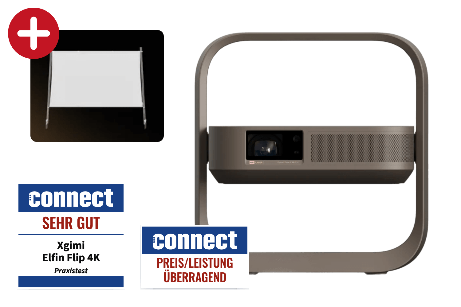 XGIMI Elfin Flip 4K | Tragbarer 4K RGB Triple-Laser Beamer mit Google TV (inkl. kostenlosem Portablen Screen)