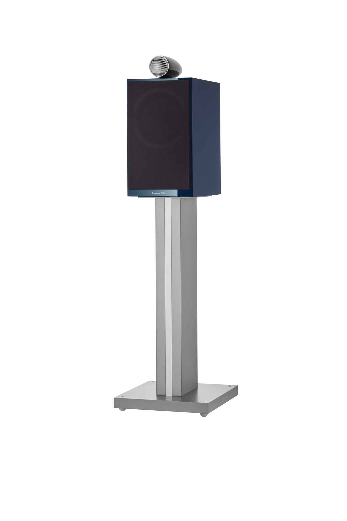 GrobiTV - Bowers & Wilkins 705 Signature Midnight Blue Metallic Frontansicht links mit Grill