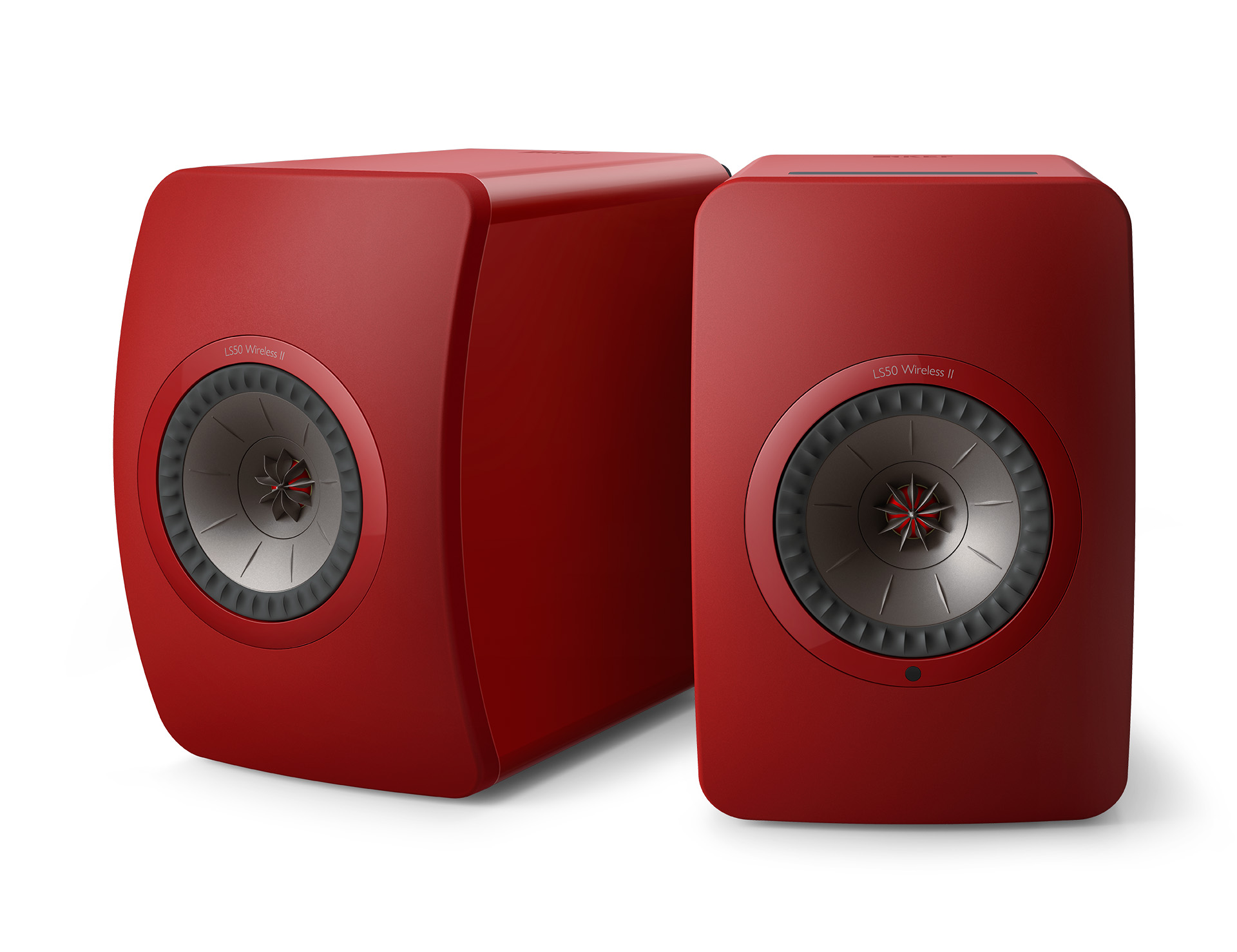 GrobiTV - KEF LS50 Wireless II Lautsprecher Paar rot Frontansicht 2