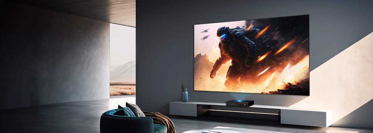 celexon BrightOnyx UST Hochkontrast Rahmenleinwand für Laser TVs