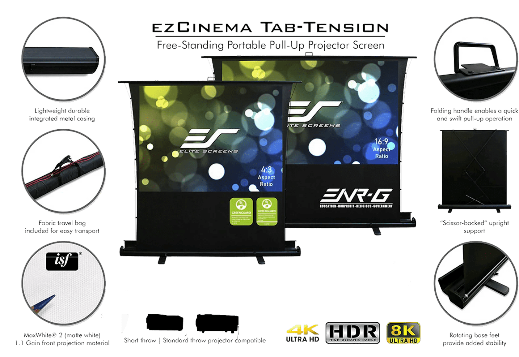 Elite Screens ezCinema Plus Tab-Tension | Mobile Premium-Kofferleinwand