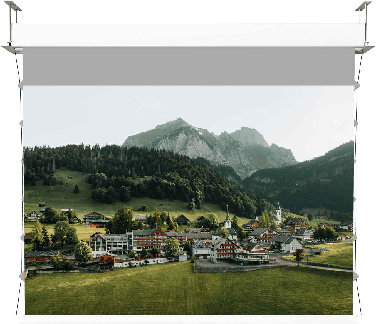 WS S DE-GrandCinema Grey HC (Edge Free) | Motorisierte Deckeneinbauleinwand mit Kontrasttuch