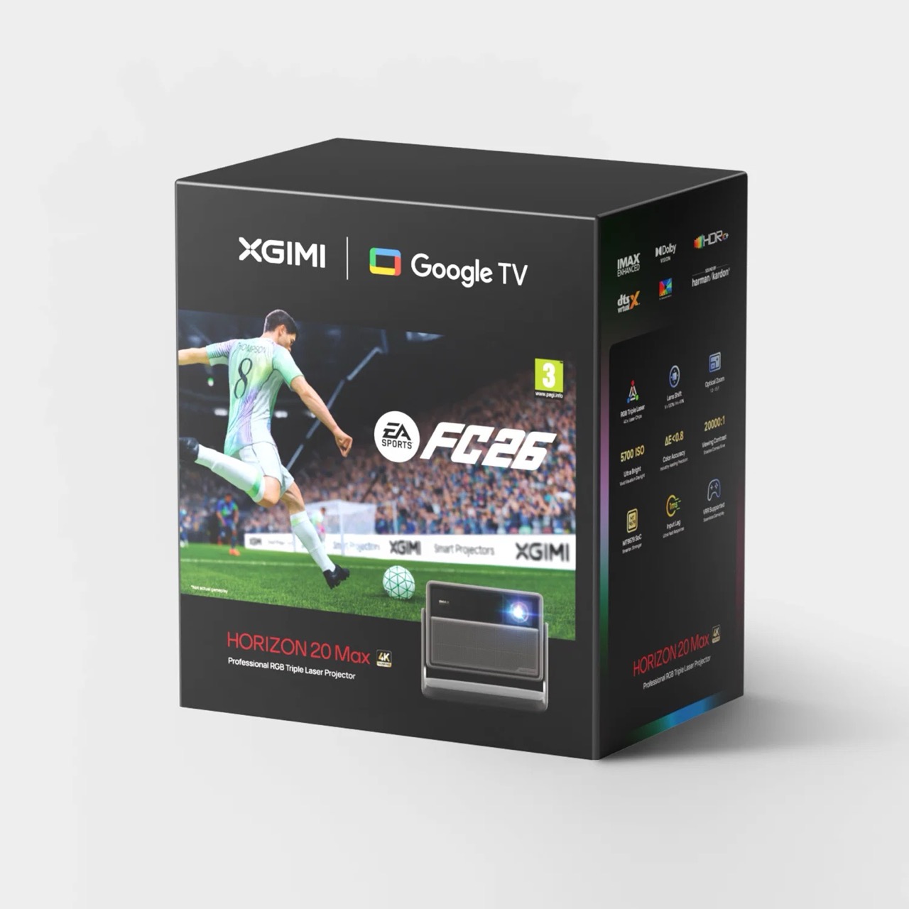 XGIMI HORIZON 20 Max | 4K RGB Triple-Laser Beamer mit 5.700 ISO Lumen (Night Edition inkl. gratis EA Sports FC 26 Spielecode) + Gratis Standfuß