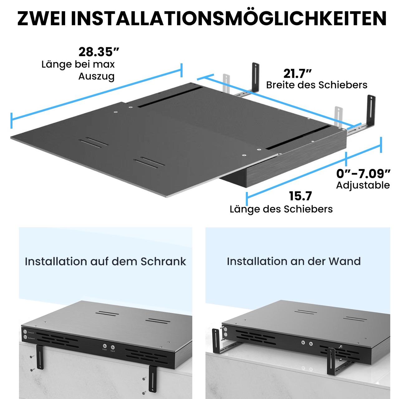 AWOL VISION Motorisierter Slider Tray 150" für Laser TVs (v.2.0)