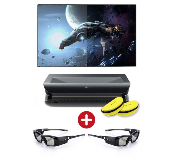 AWOL VISION LTV-3000 Pro | 4K 3D RGB Laser TV inkl. 2 3D-Brillen + 100" CLR (Premium) Rahmenleinwand