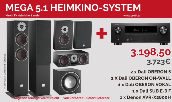 Grobi.TV - Dali Oberon 5.1 Heimkino-System #1 inkl. Denon AVR-X2800H Receiver