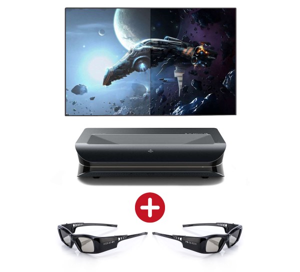 AWOL VISION LTV-3500 Pro | 4K 3D RGB Laser TV inkl. 2 3D-Brillen + 100" CLR (Premium) Rahmenleinwand