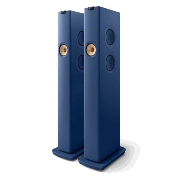GrobiTV - KEF LS60 Wireless - WLAN Hifi Lautsprecher - Frontansicht Paar Blau
